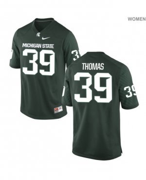 Women's Michigan State Spartans NCAA #39 Alante Thomas Green Authentic Nike Stitched College Football Jersey ZJ32Y57UU